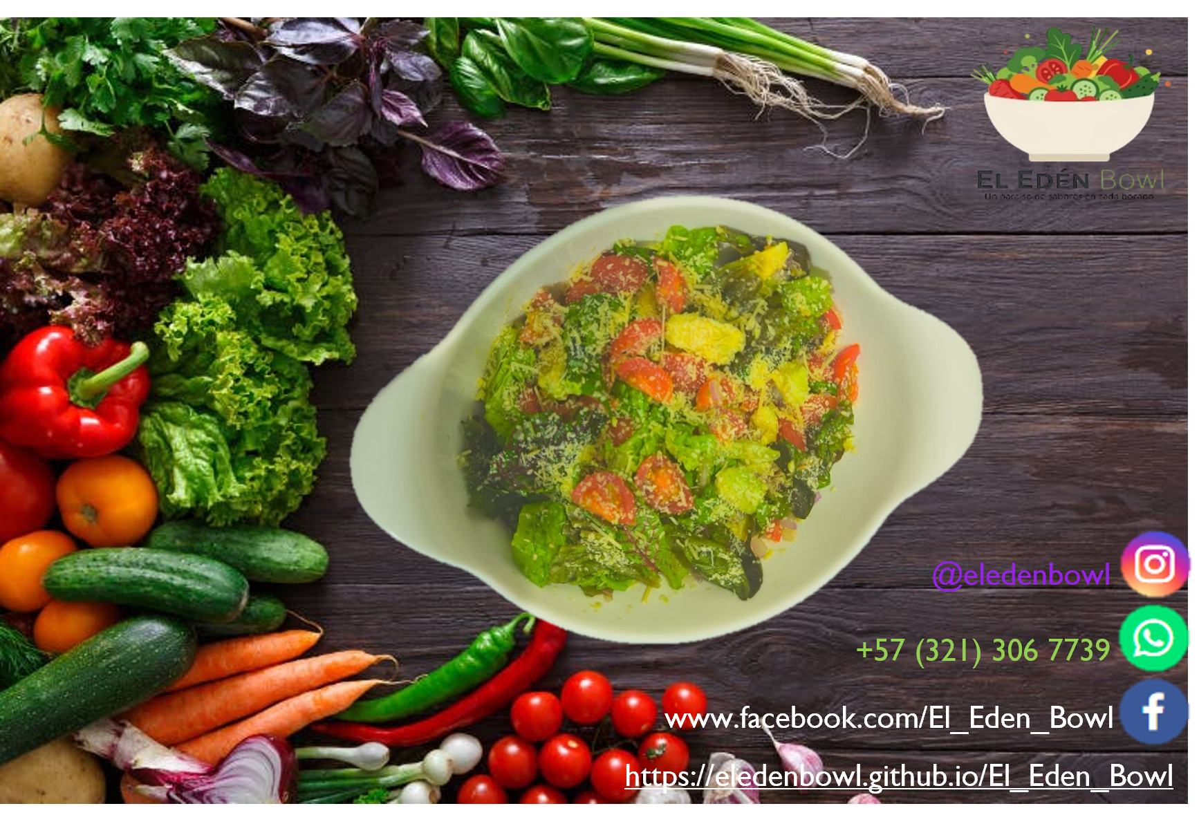 Foto interactiva de ensaladas especiales en etiqueta de productos
