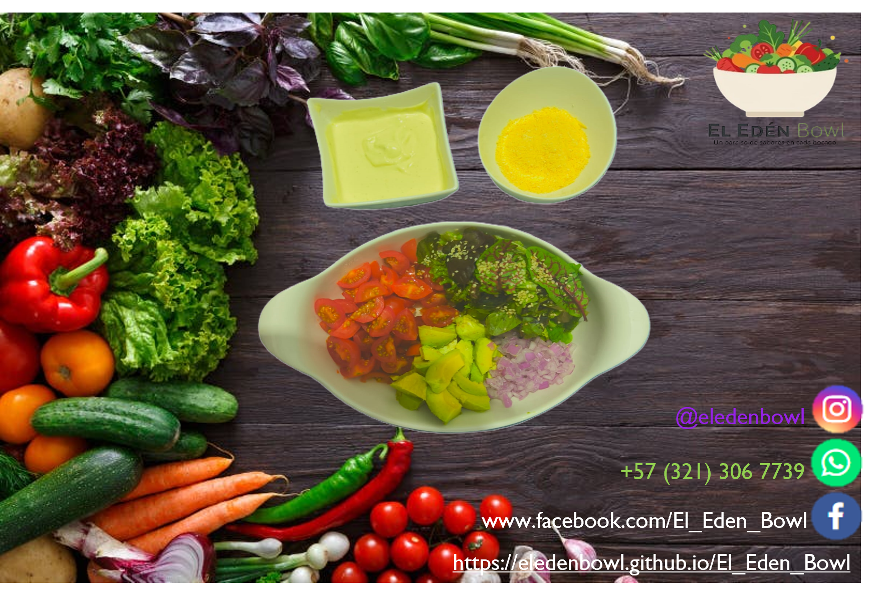 Foto interactiva de ensaladas gourmet en etiqueta de productos